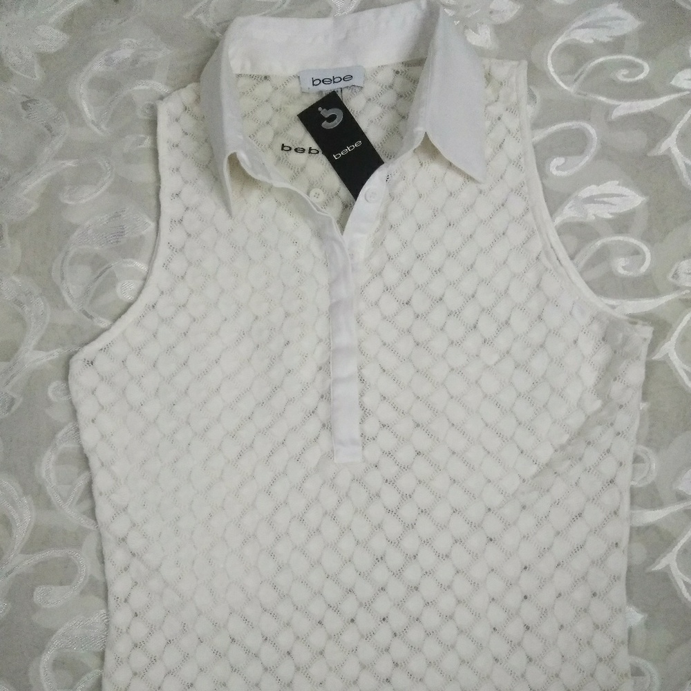 Bebe new white medium sleeveless top